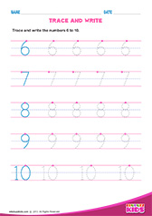 Trace and Write 6 to 10